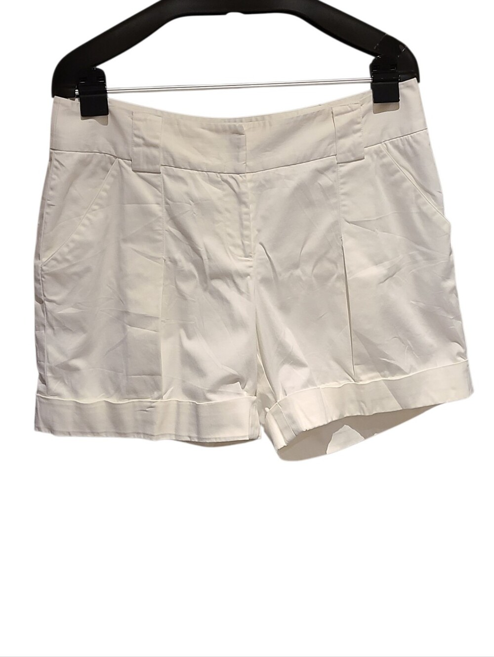 Vintage Midtown White Women's Cotton Pleated Cuffed Shorts Size 14